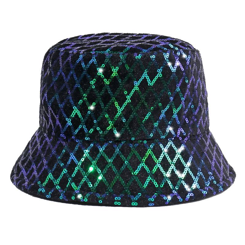 Jerrica Sequin Designer Style Bucket hat in Green Iridescent