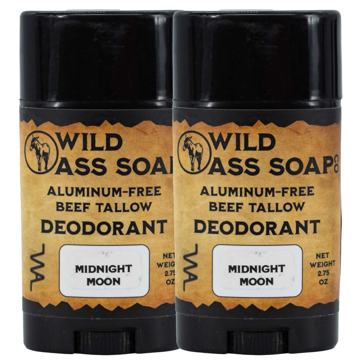 Aluminum-Free Midnight Moon Beef Tallow Deodorant | Pack of 2 | 2.75 oz | Wild Ass Soap
