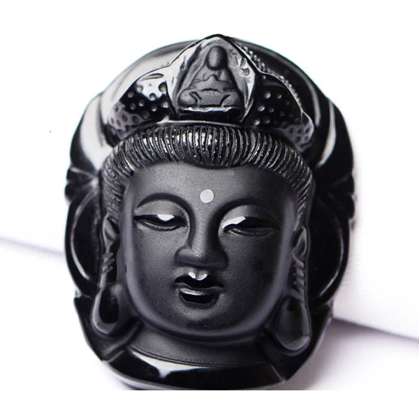 Natural Obsidian Buddah Pendant Necklace - Concordia Style Boutique