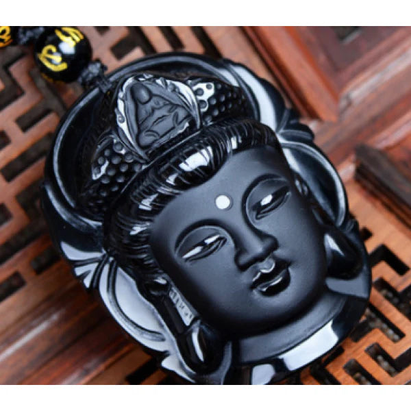 Natural Obsidian Buddah Pendant Necklace - Concordia Style Boutique