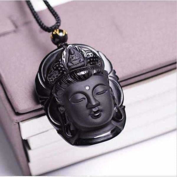 Natural Obsidian Buddah Pendant Necklace - Concordia Style Boutique
