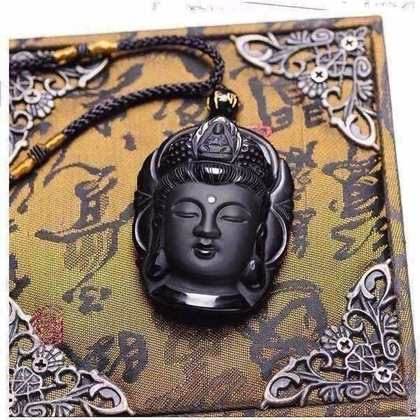 Natural Obsidian Buddah Pendant Necklace - Concordia Style Boutique