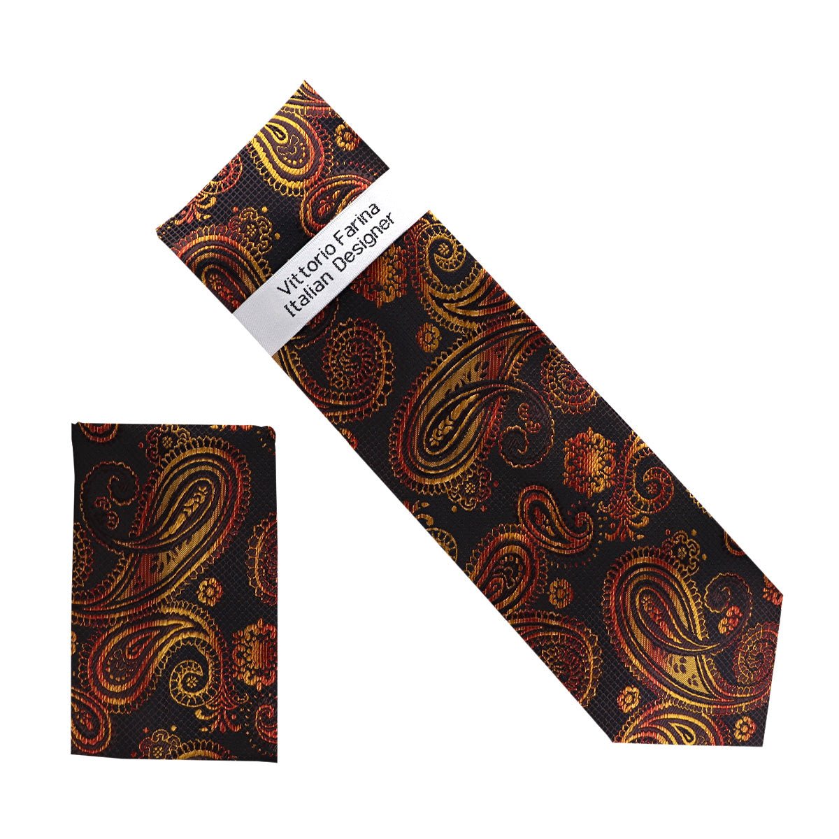 Vittorio Farina Men's Paisley Design Necktie & Pocket Square