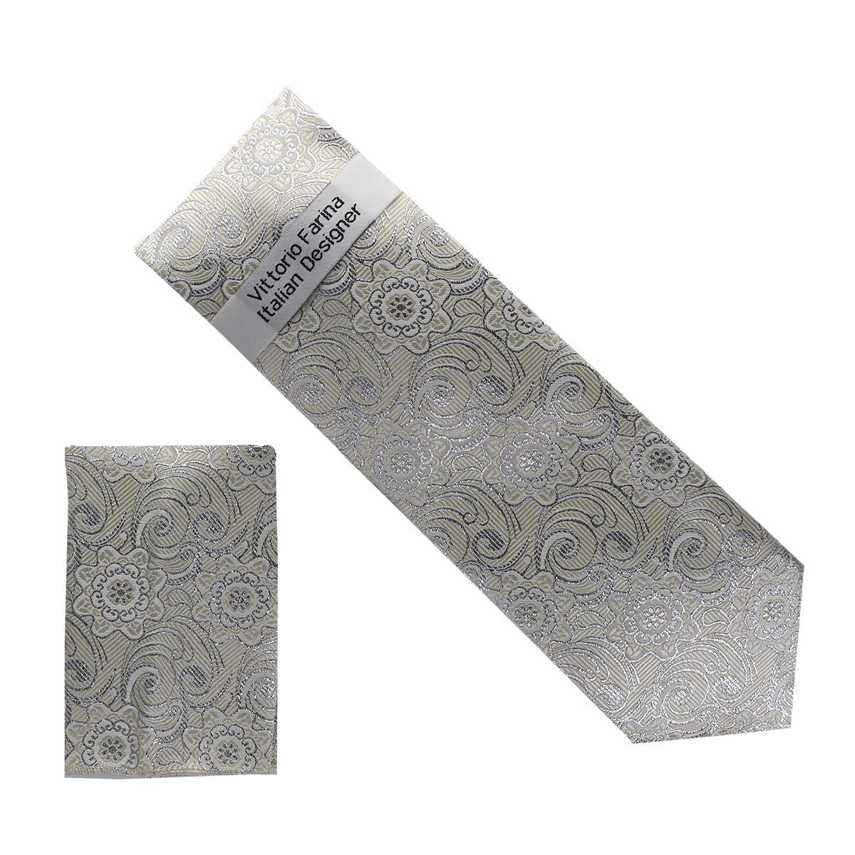 Vittorio Farina Men's Metallic Necktie & Pocket Square