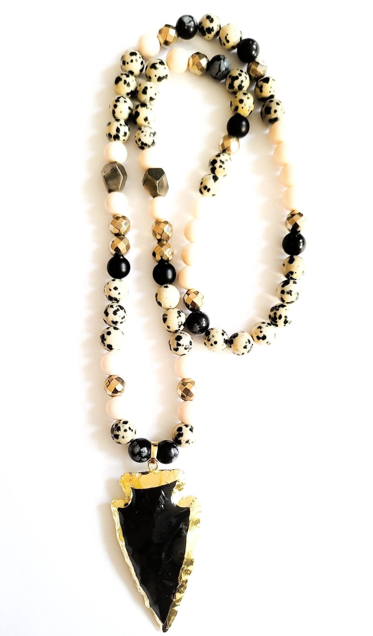 Obsidian Arrowhead Mala Necklace