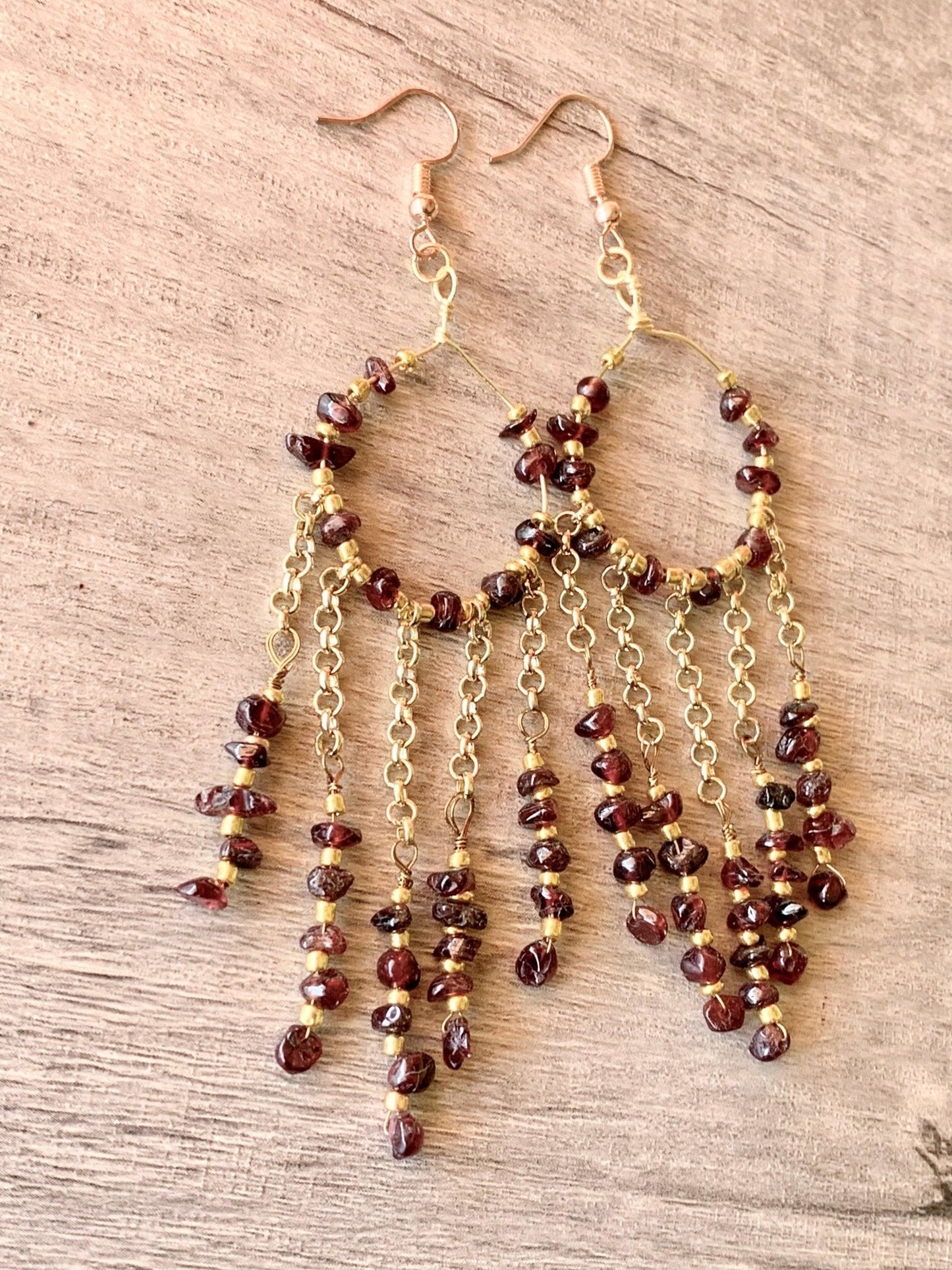 Odelia Handmade Genuine Garnet Dangle Earrings