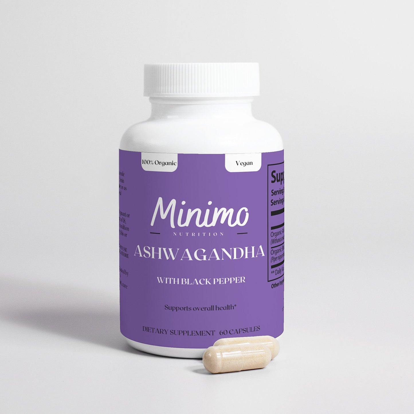 Organic Ashwagandha with Black Pepper, 60 ct. - Concordia Style Boutique