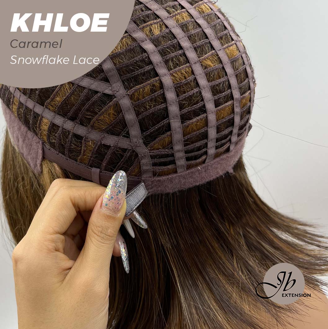 JBEXTENSION 12 Inches Bob Cut Caramel Pre-Cut Snowflake Lace Frontlace Glueless Wig KHLOE LACE【PERMATEASE】