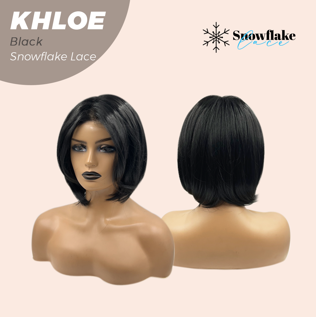 JBEXTENSION 12 Inches Bob Cut Black Pre-Cut Snowflake Lace Frontlace Glueless Wig KHLOE BLACK【PERMATEASE】
