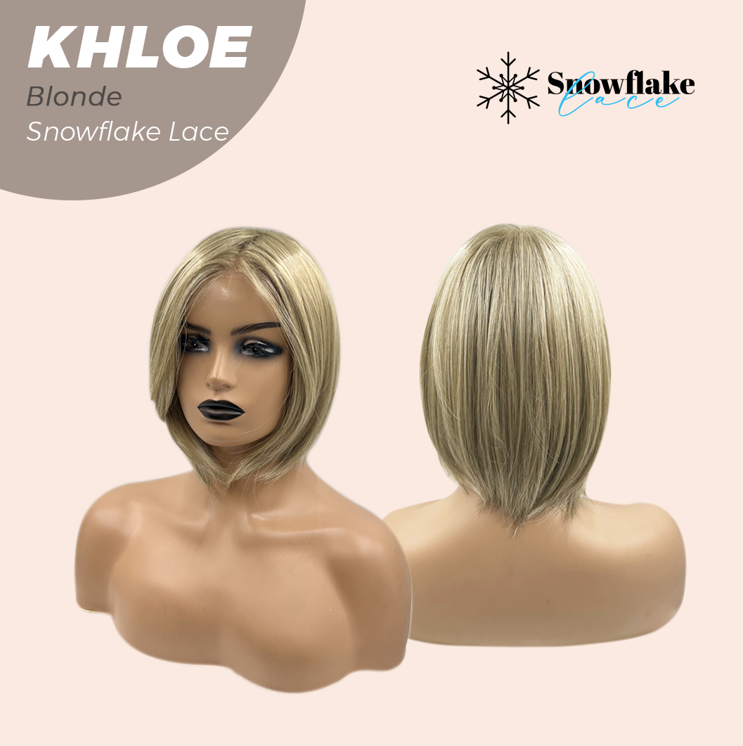 JBEXTENSION 12 Inches Bob Cut Blonde Pre-Cut Snowflake Lace Frontlace Glueless Wig KHLOE BLONDE【PERMATEASE】