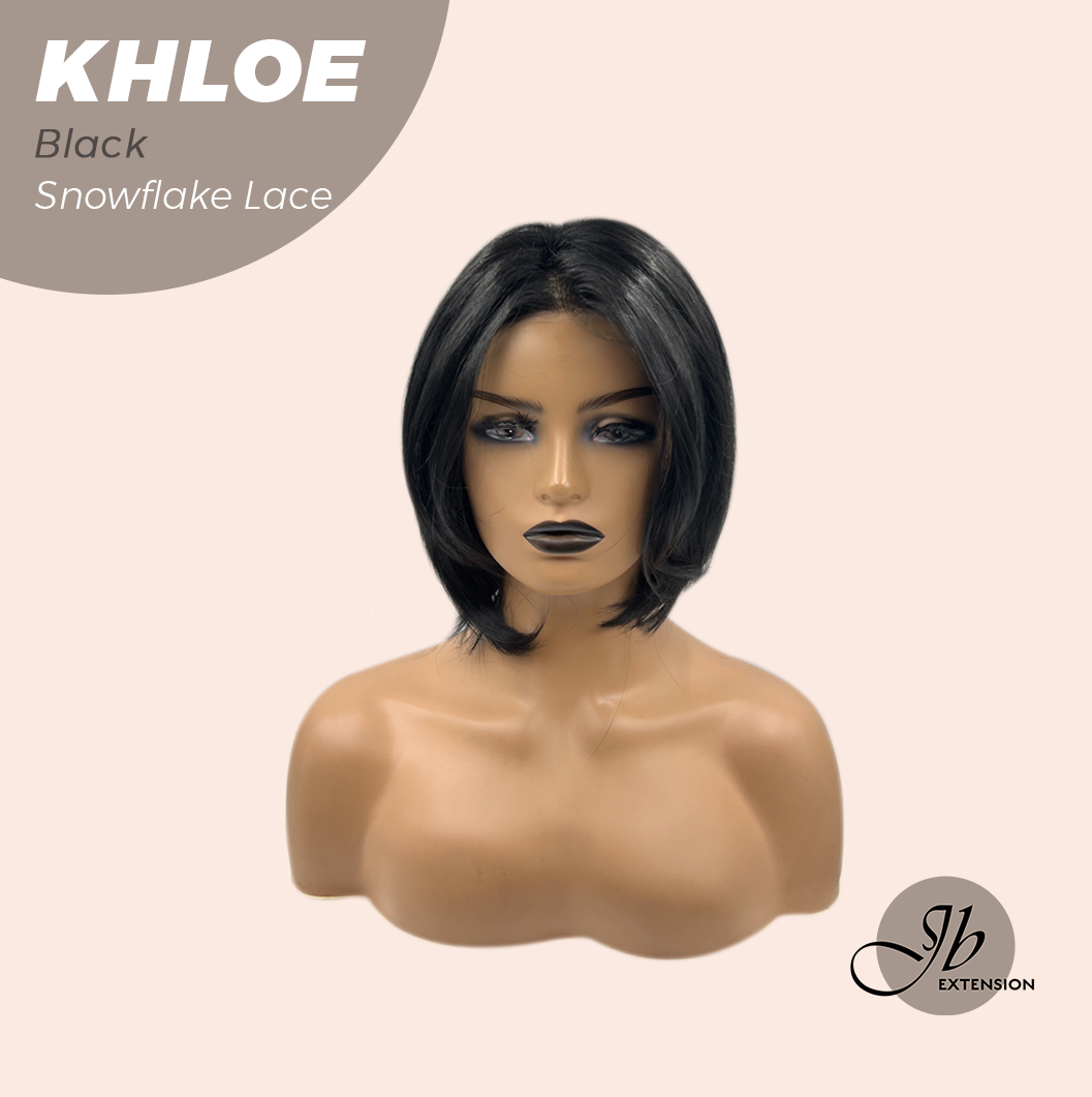 JBEXTENSION 12 Inches Bob Cut Black Pre-Cut Snowflake Lace Frontlace Glueless Wig KHLOE BLACK【PERMATEASE】
