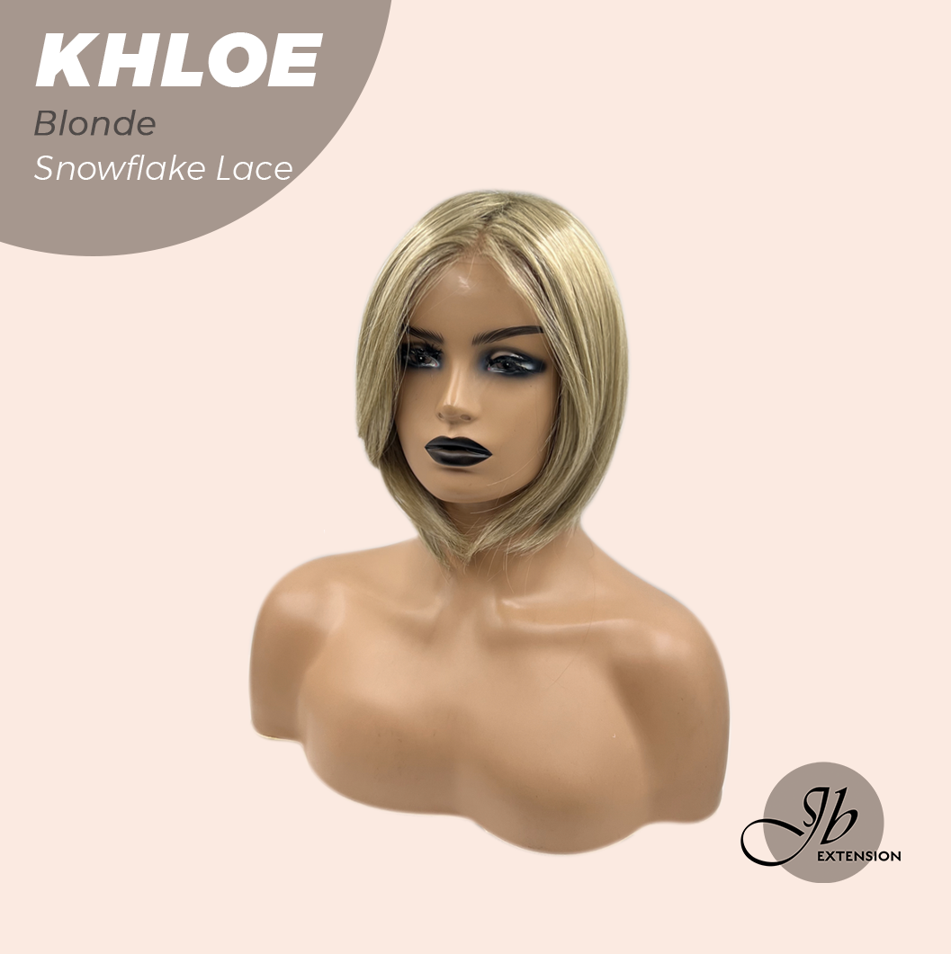 JBEXTENSION 12 Inches Bob Cut Blonde Pre-Cut Snowflake Lace Frontlace Glueless Wig KHLOE BLONDE【PERMATEASE】