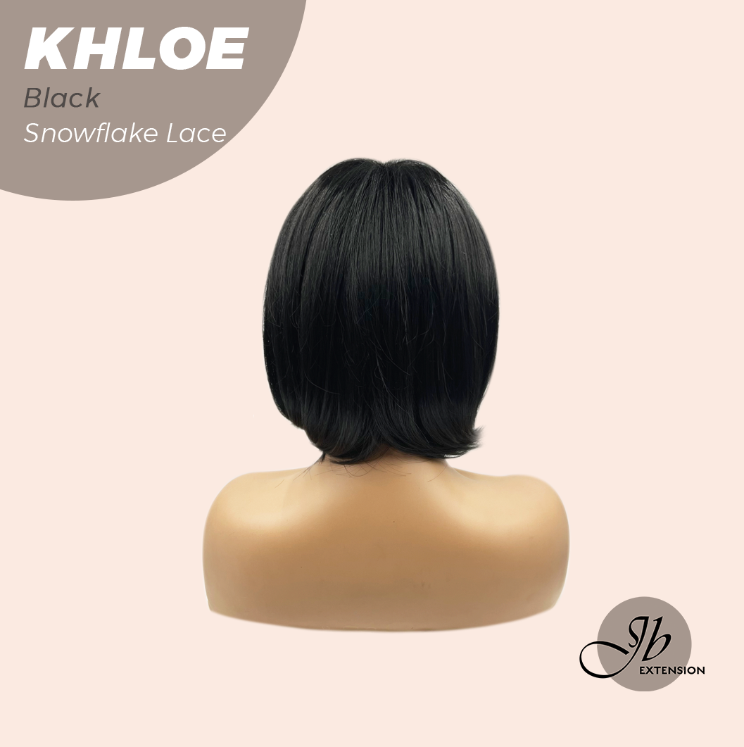 JBEXTENSION 12 Inches Bob Cut Black Pre-Cut Snowflake Lace Frontlace Glueless Wig KHLOE BLACK【PERMATEASE】