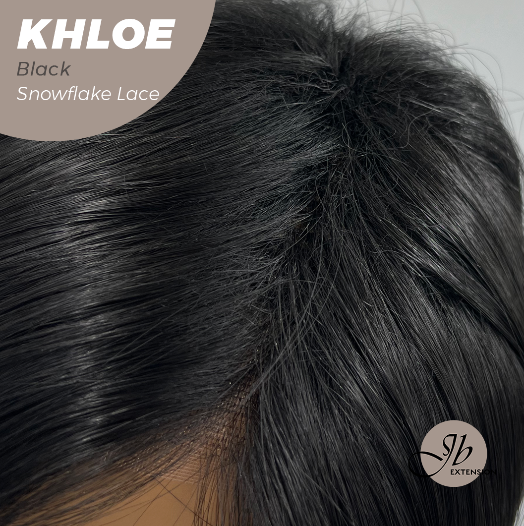 JBEXTENSION 12 Inches Bob Cut Black Pre-Cut Snowflake Lace Frontlace Glueless Wig KHLOE BLACK【PERMATEASE】