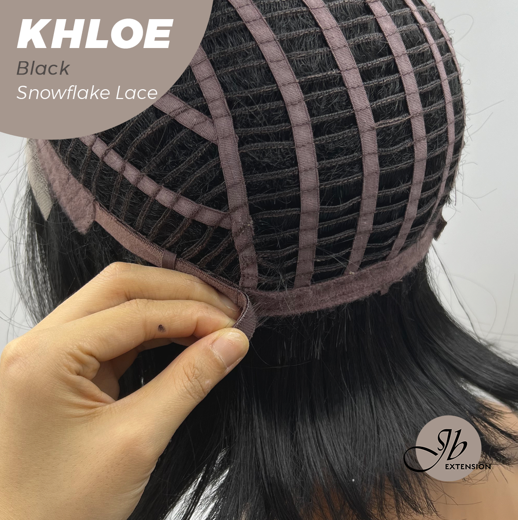 JBEXTENSION 12 Inches Bob Cut Black Pre-Cut Snowflake Lace Frontlace Glueless Wig KHLOE BLACK【PERMATEASE】