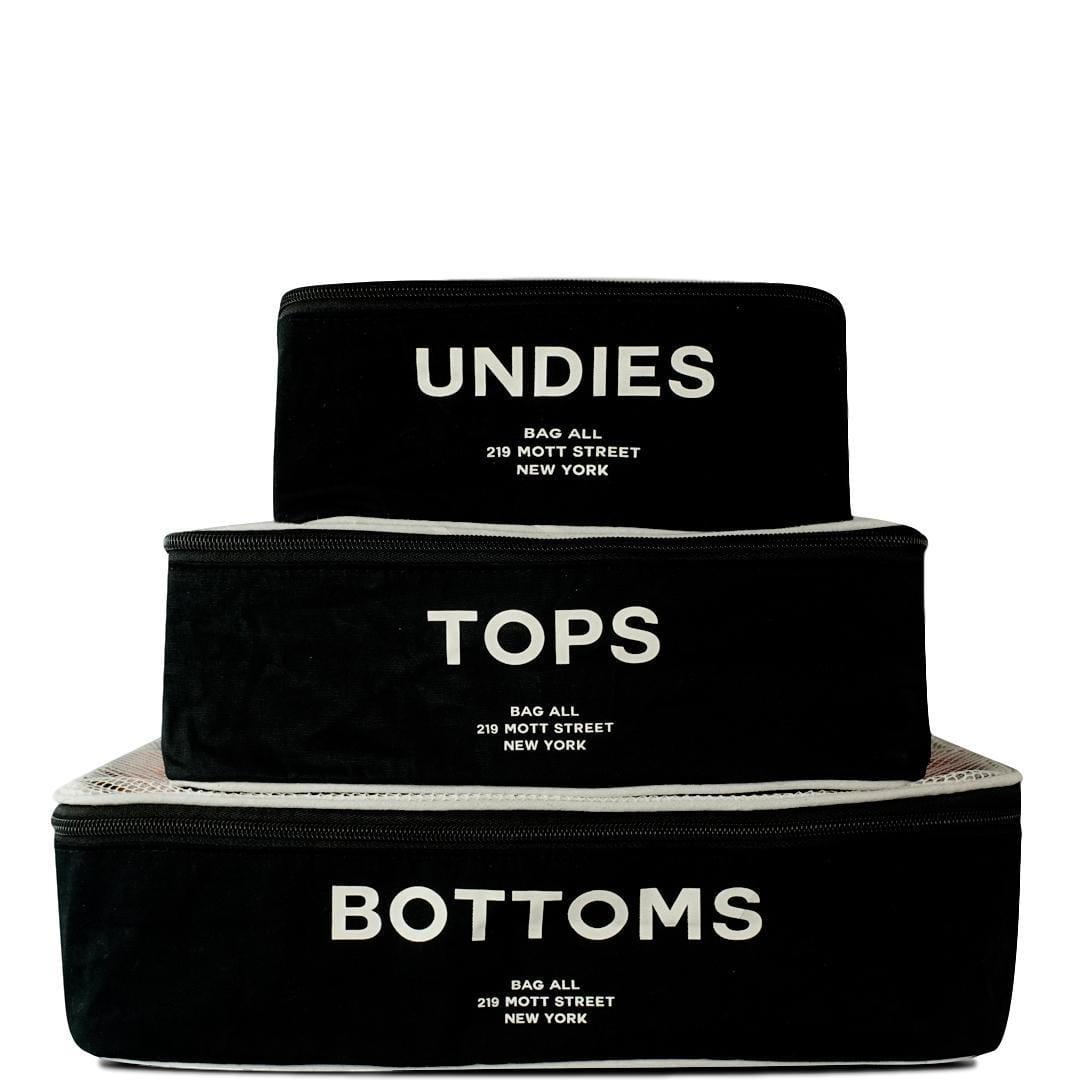 Cotton Packing Cubes, Print, 3-pack Black - Concordia Style Boutique
