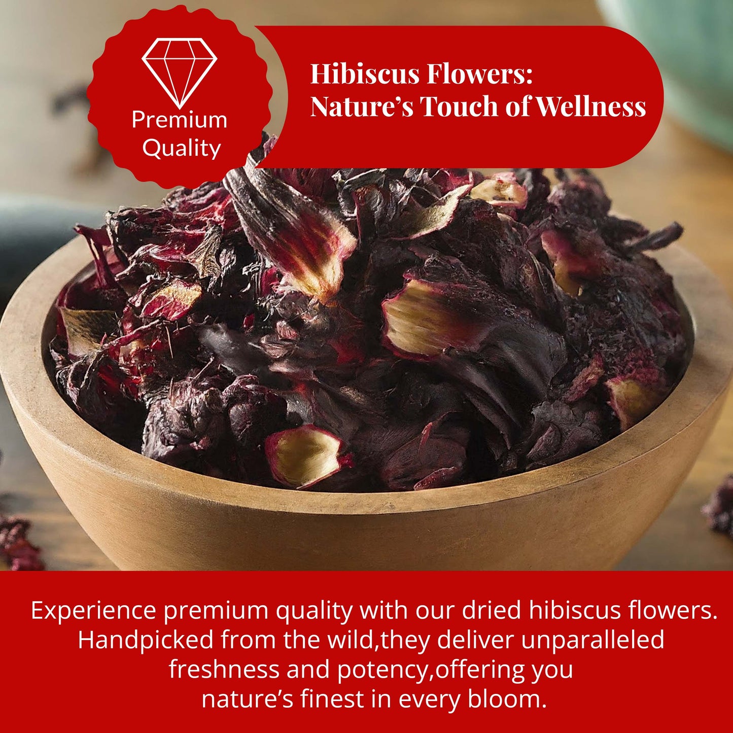 Akshit 2.5 oz. Dried Hibiscus Flowers (Flor de Jamaica) Tea | Loose Leaf Tea | Caffeine-Free | Vegan Friendly | Fleurs d'hibiscus ā Antioxidant Herbal Tea