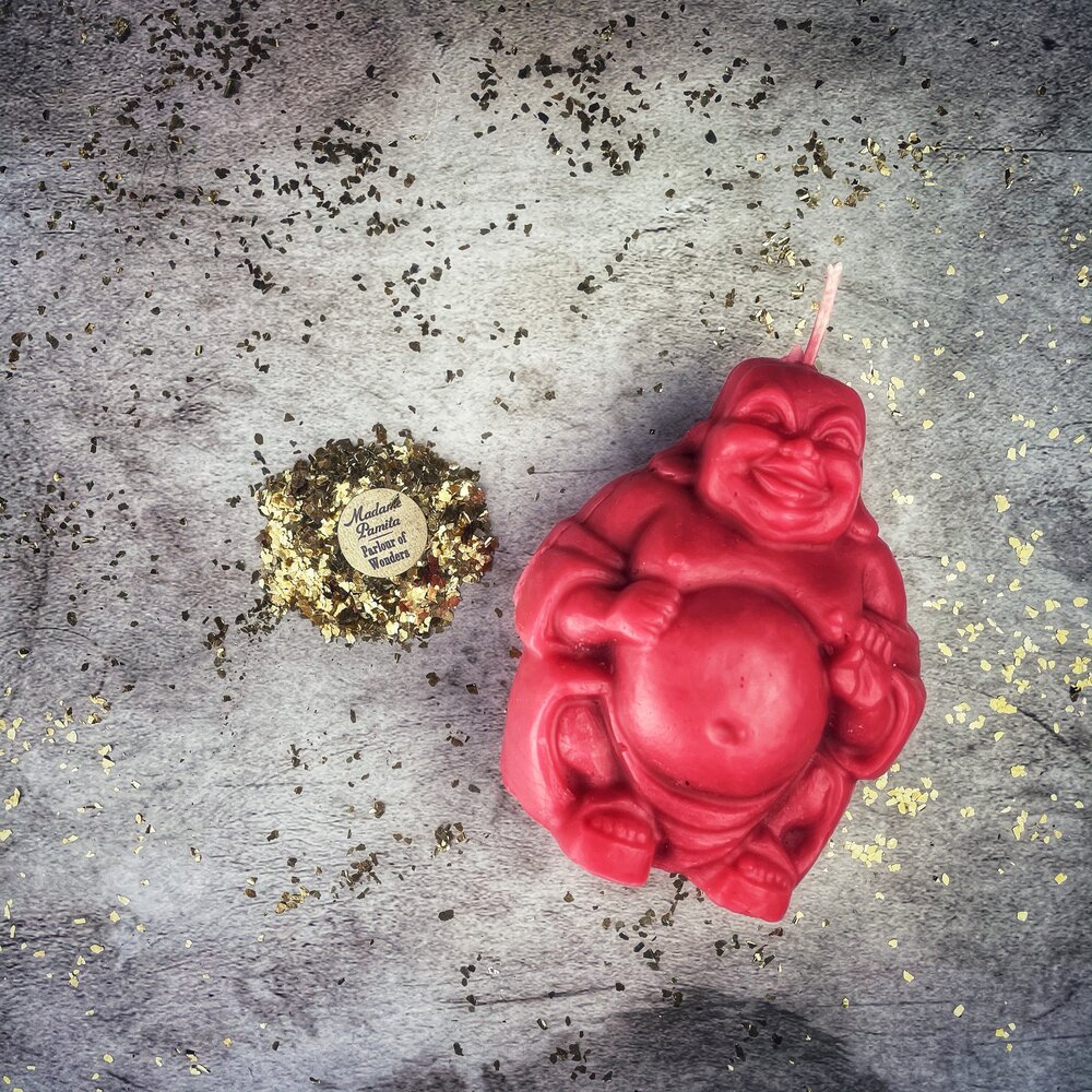Beeswax Laughing Buddha Spell Candle