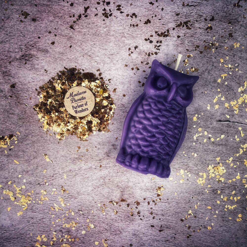 Beeswax Wise Owl Spell Candle