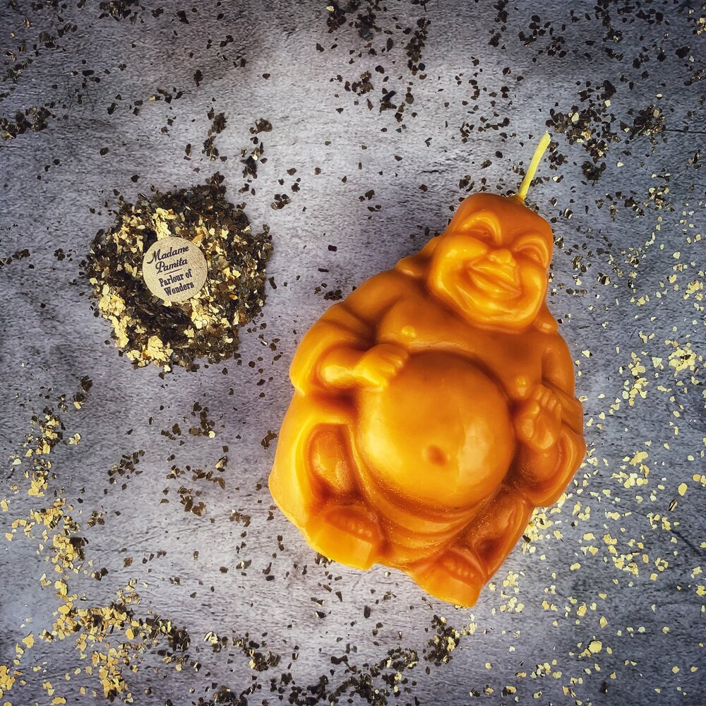Beeswax Laughing Buddha Spell Candle