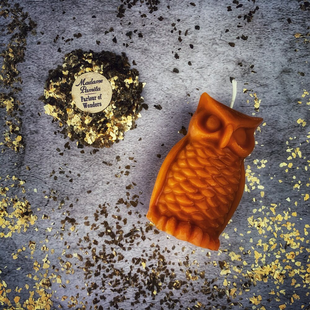 Beeswax Wise Owl Spell Candle