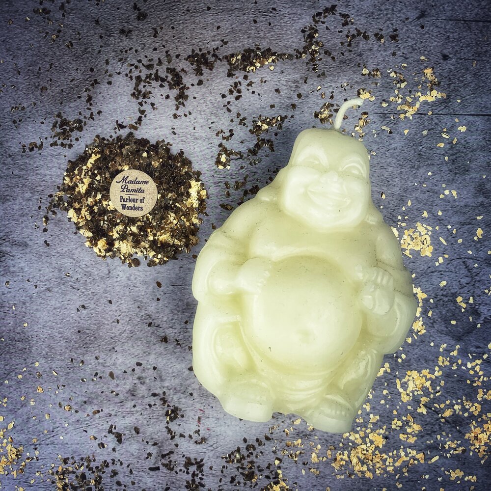 Beeswax Laughing Buddha Spell Candle
