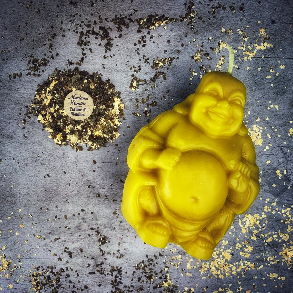 Beeswax Laughing Buddha Spell Candle
