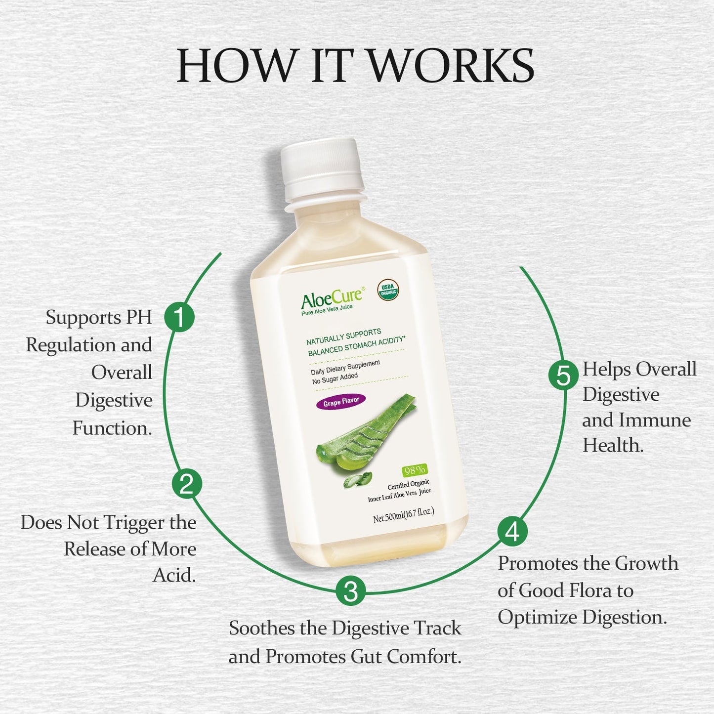 Pure Aloe Vera Juice Grape Flavor - USDA Certified Organic - Concordia Style Boutique