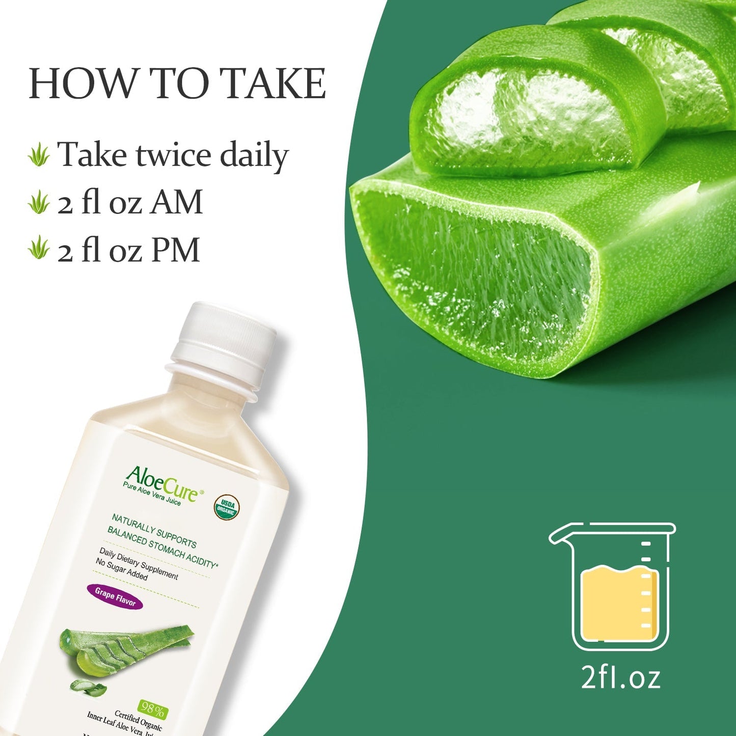 Pure Aloe Vera Juice Grape Flavor - USDA Certified Organic - Concordia Style Boutique