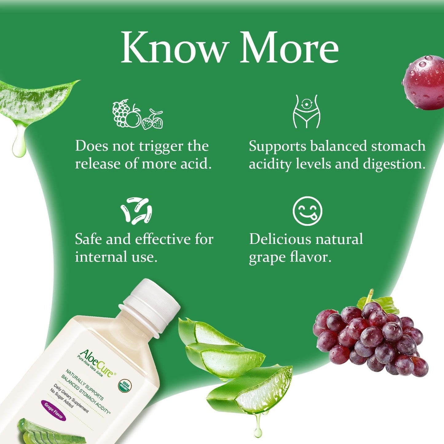 Pure Aloe Vera Juice Grape Flavor - USDA Certified Organic - Concordia Style Boutique