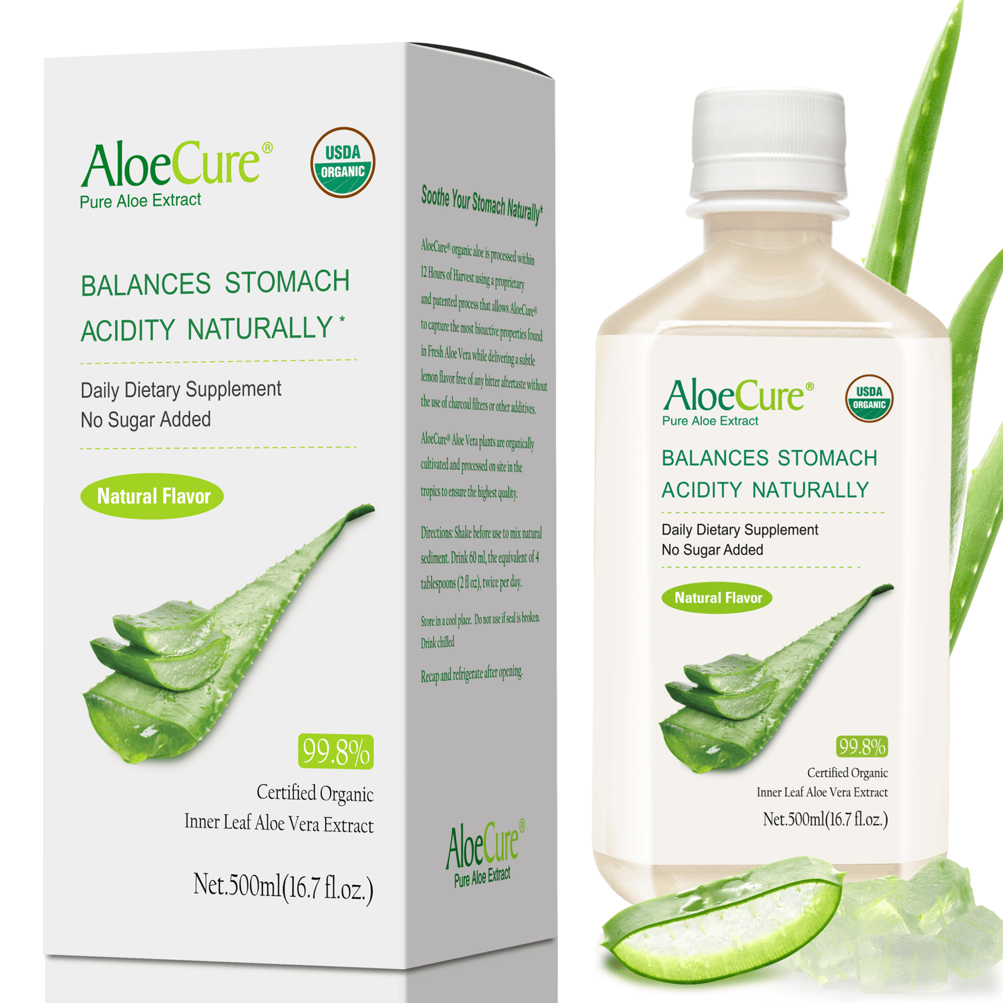 Pure Aloe Vera Juice Natural Flavor - USDA Certified Organic - Concordia Style Boutique