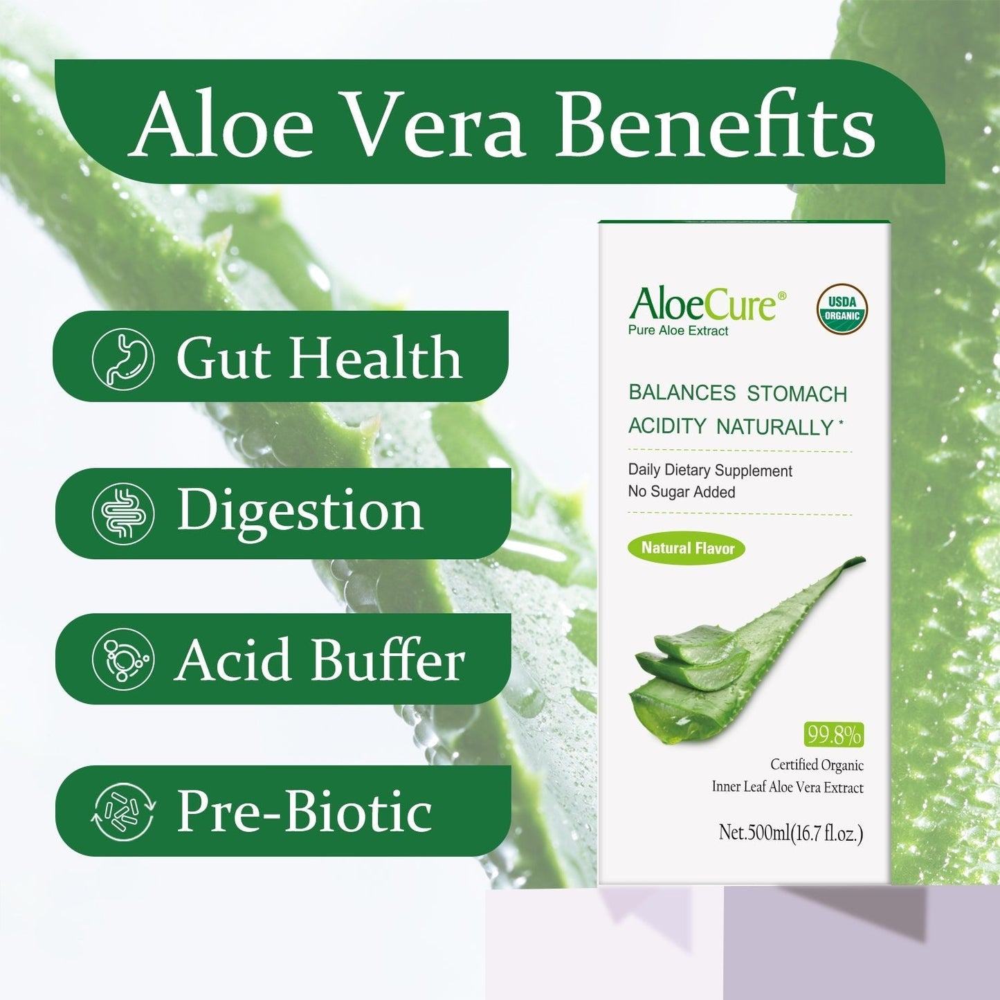 Pure Aloe Vera Juice Natural Flavor - USDA Certified Organic - Concordia Style Boutique