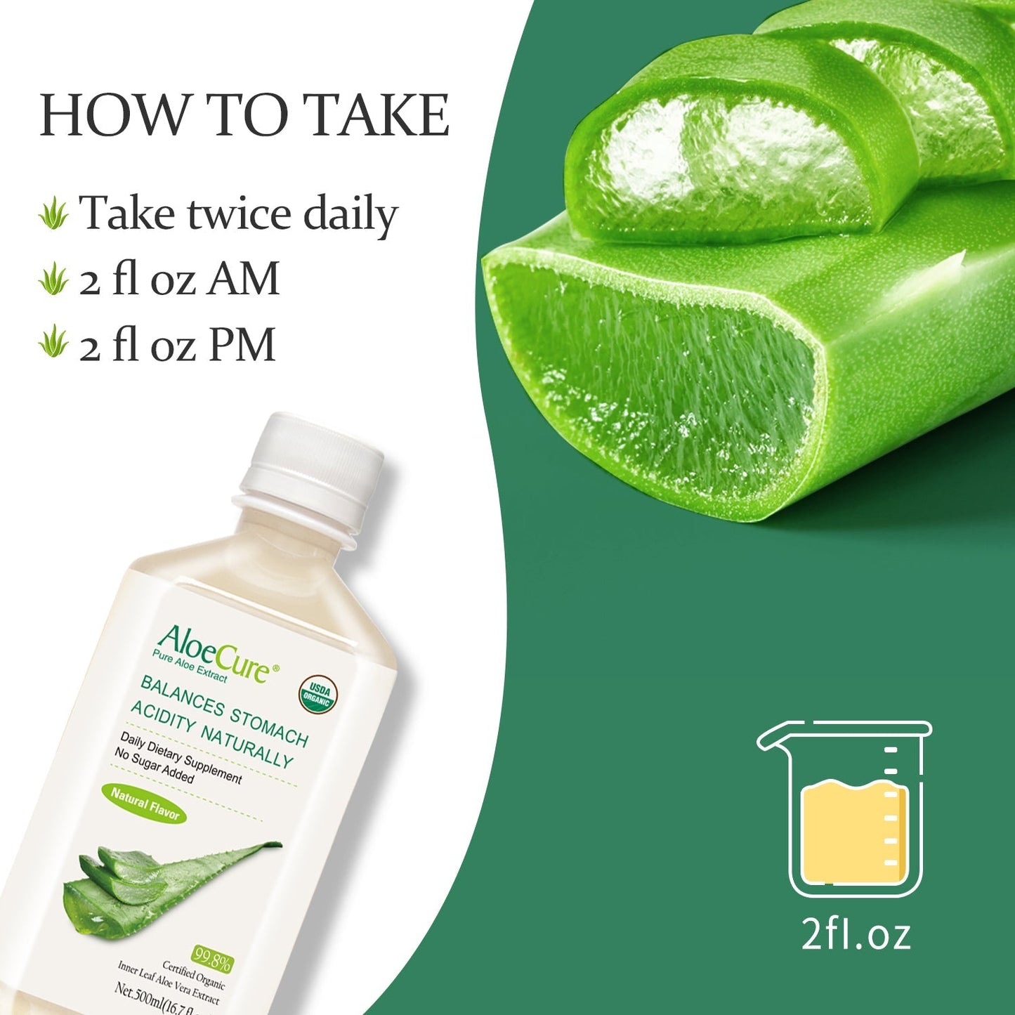 Pure Aloe Vera Juice Natural Flavor - USDA Certified Organic - Concordia Style Boutique