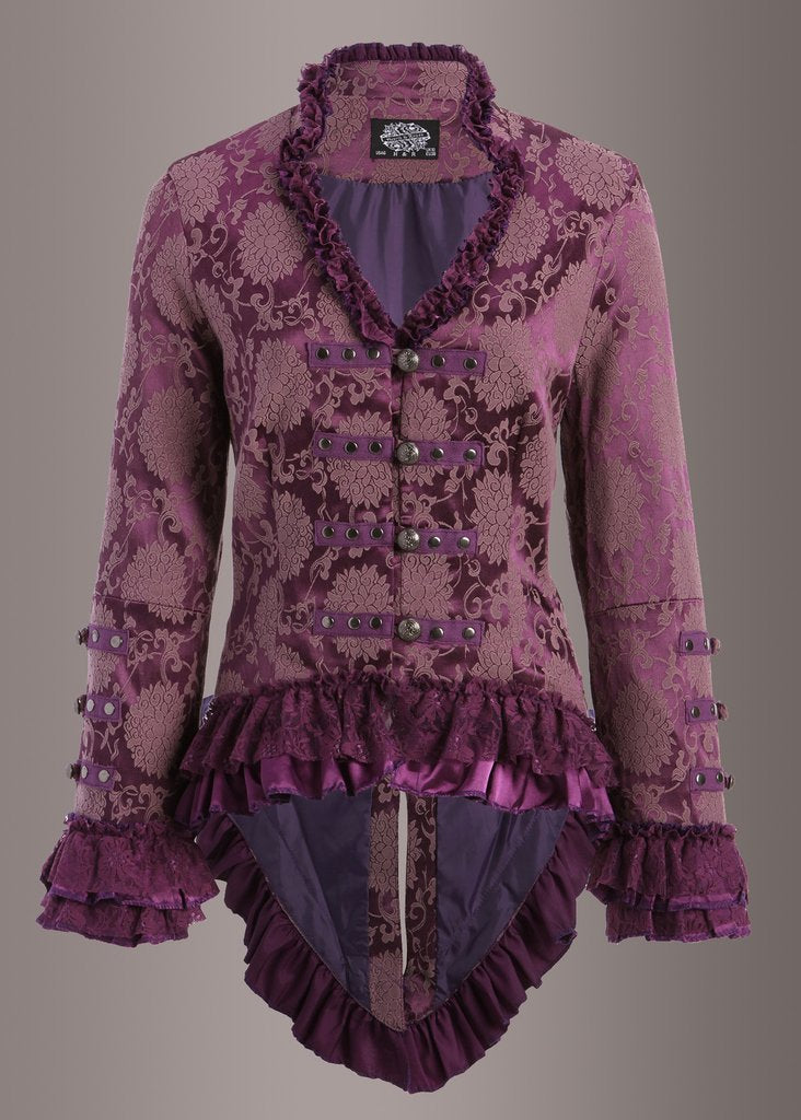 Purple Rain Victorian Jacket with Lace Embellishments - Concordia Style Boutique