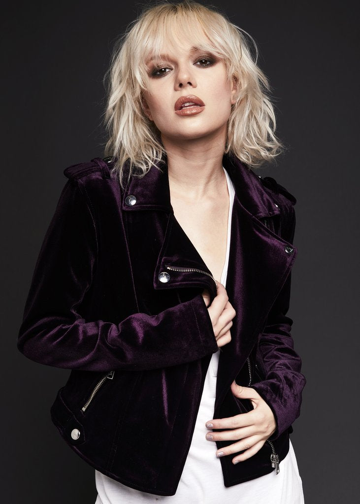 The Purple One Velvet Moto Jacket - Concordia Style Boutique