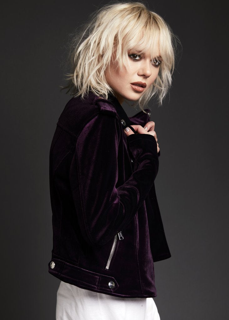 The Purple One Velvet Moto Jacket - Concordia Style Boutique