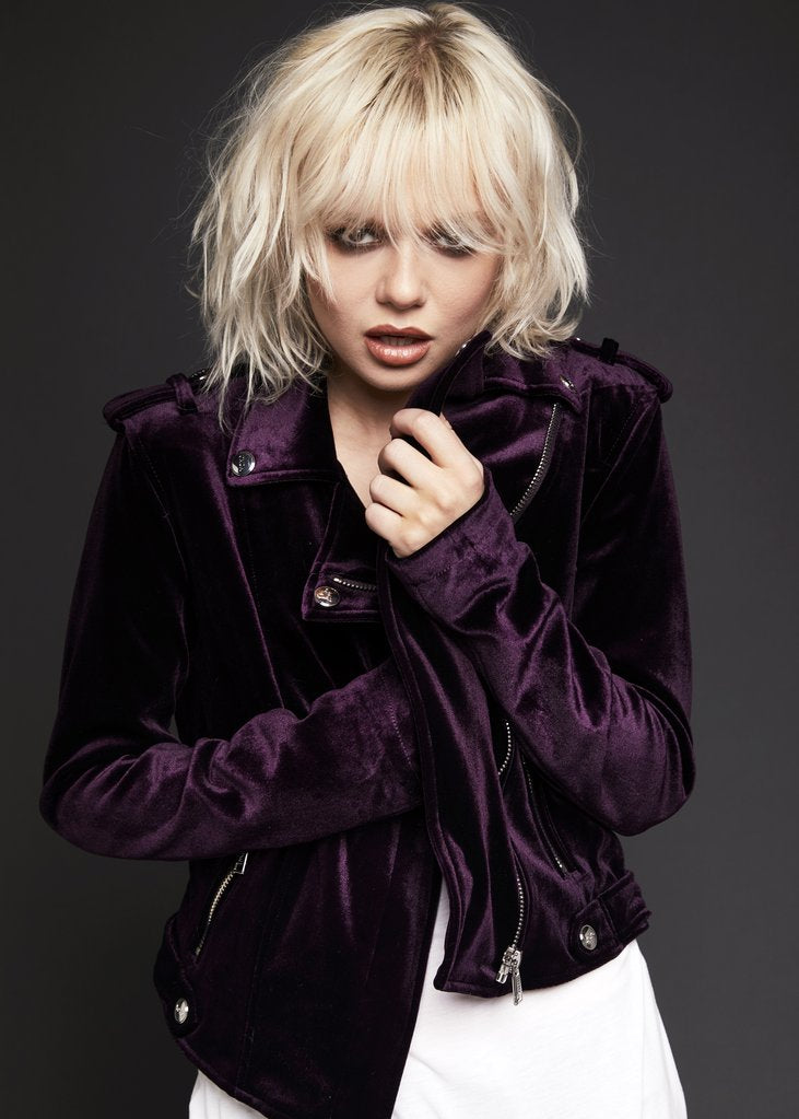 The Purple One Velvet Moto Jacket - Concordia Style Boutique