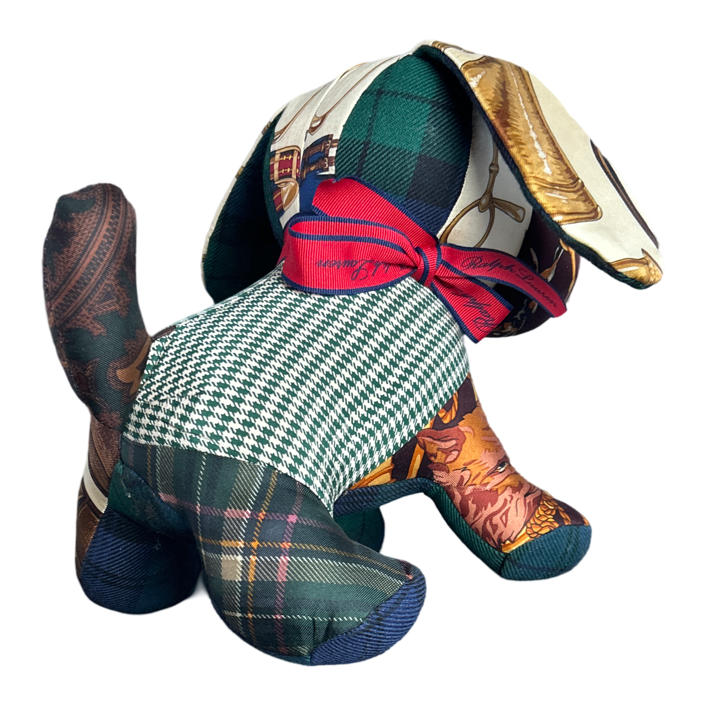 Equestrian Vintage Silk Scarf Patchwork Puppy