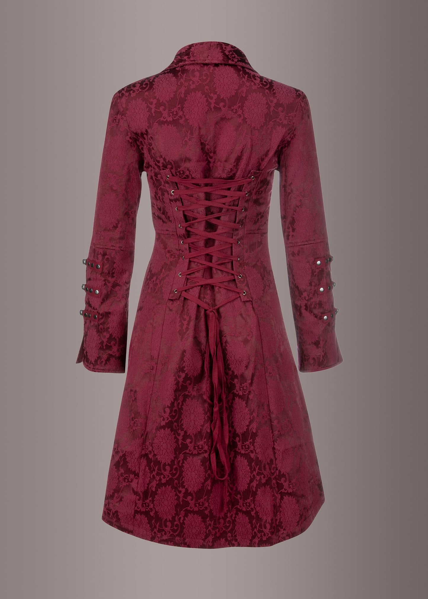 Red Gothic Coat Victorian Steampunk Jacket - Concordia Style Boutique