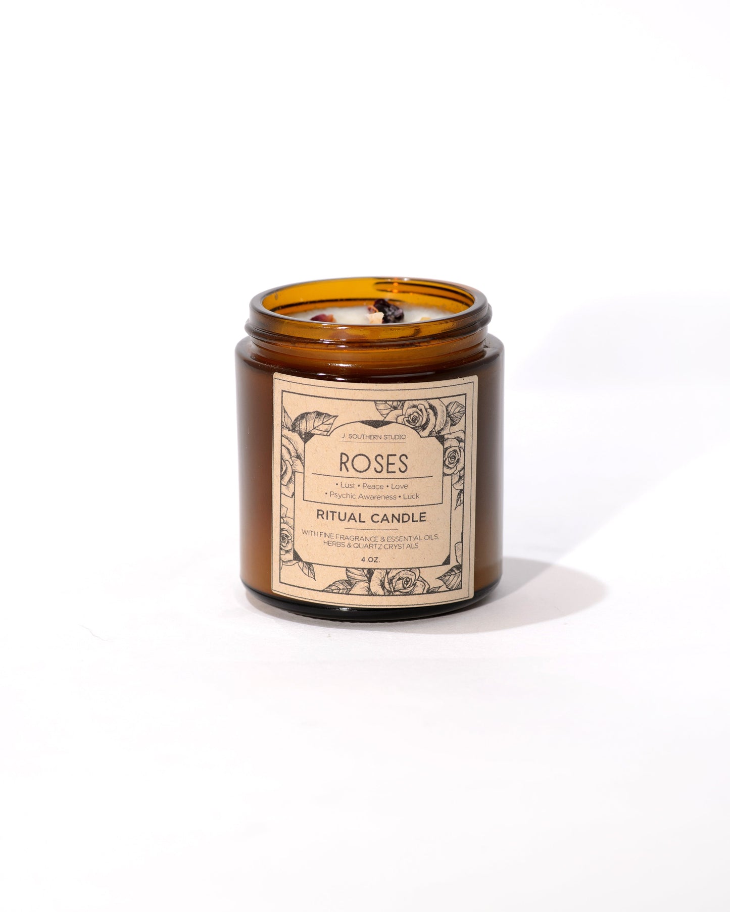 Roses Ritual Candle with Quartz and Herbs - Concordia Style Boutique
