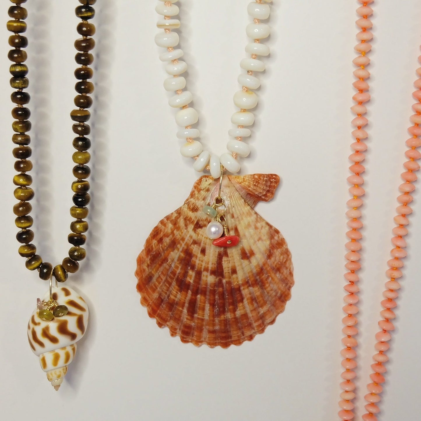 Tiger's Eye Seashell Charm Pendant