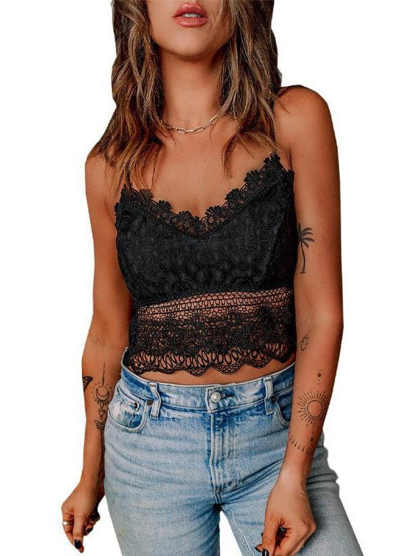 Seductive Lace Camisole Women'S Open-Back Hollow Solid Color Easy Slip-On - Concordia Style Boutique