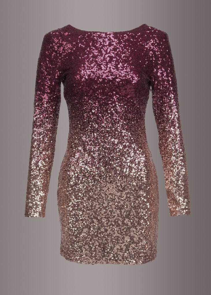 Diamond Girl Ombre Sequin Longsleeve Dress - Concordia Style Boutique