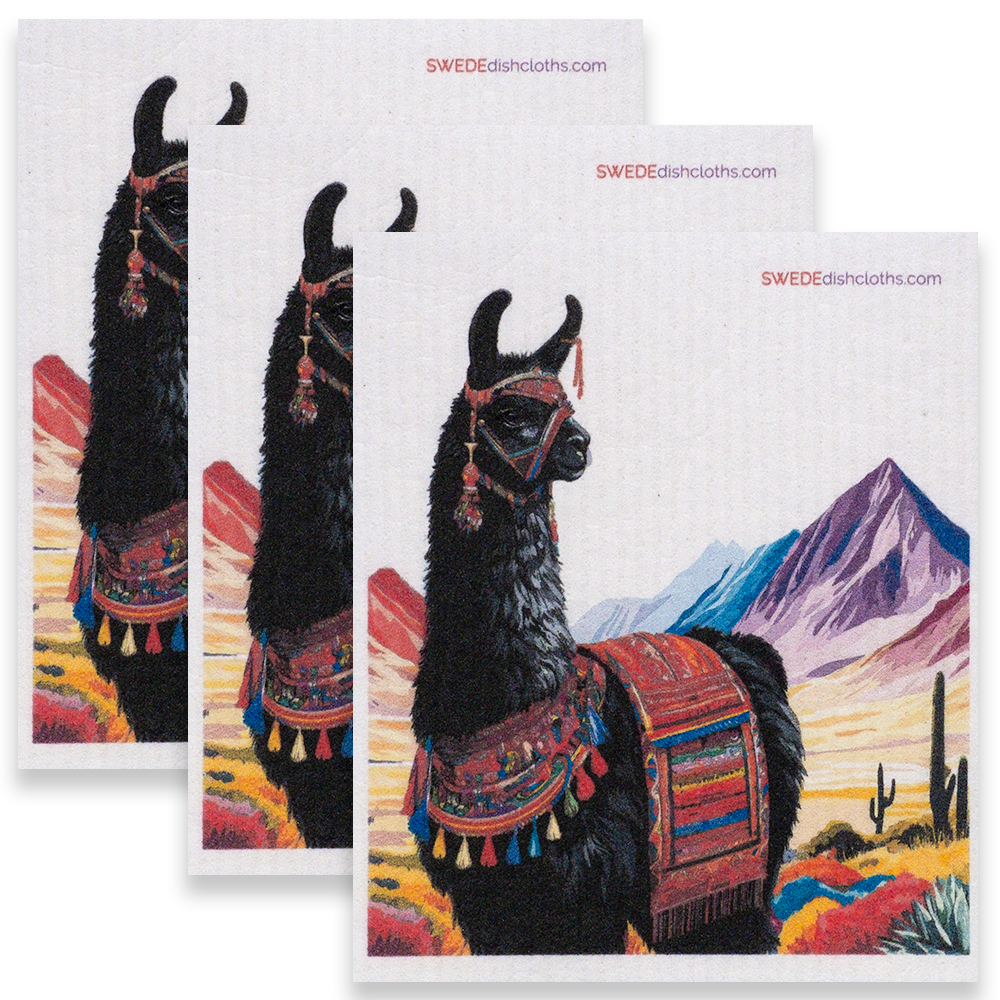 Eco-Friendly Swedish Dishcloths - Black Llama Set of 3 (Paper Towel Replacements) - Concordia Style Boutique