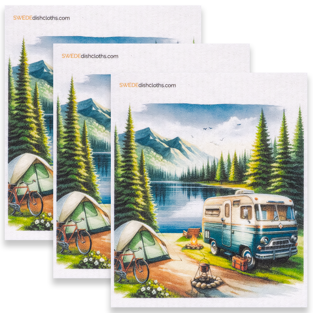 Eco-Friendly Swedish Dishcloths - Trailer and Tent Set of 3 (Paper Towel Replacements) - Concordia Style Boutique