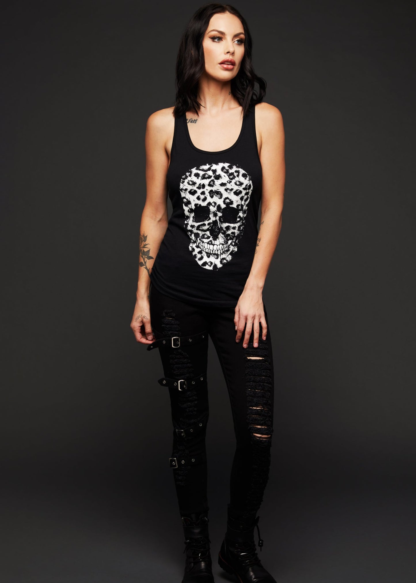 Renegade Leopard Print Skull Tank Top Sleeveless Tee - Concordia Style Boutique