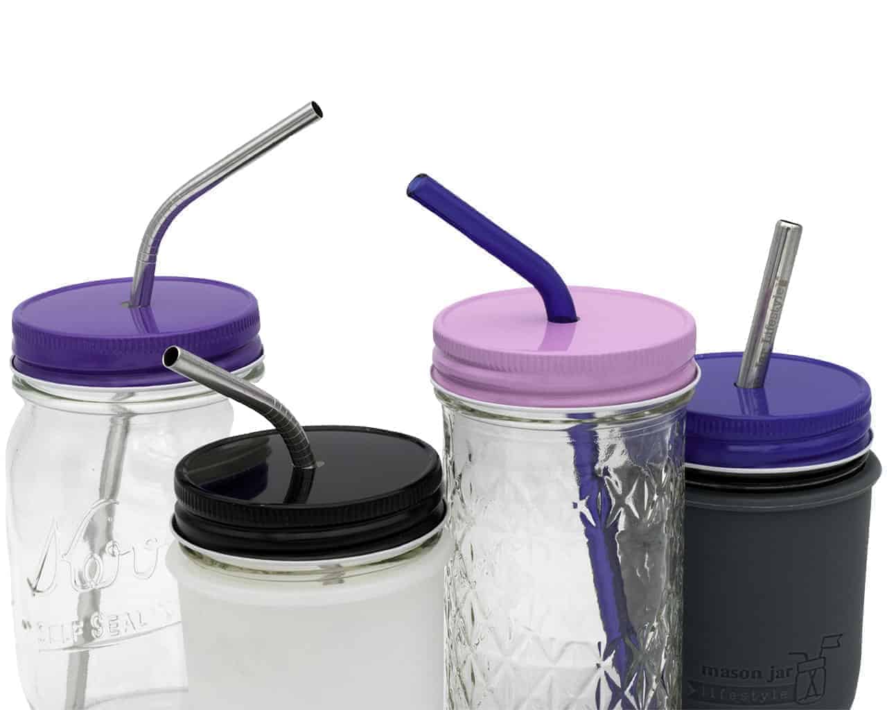 Painted Metal Straw Hole Tumbler Lids for Regular Mouth Mason Jars - Concordia Style Boutique