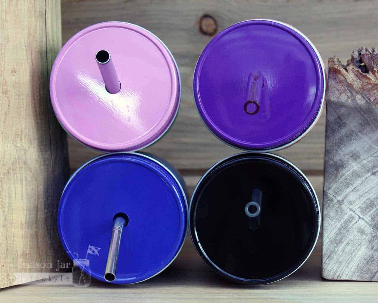 Painted Metal Straw Hole Tumbler Lids for Regular Mouth Mason Jars - Concordia Style Boutique