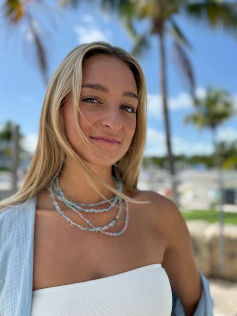 Aquamarine Rose Quartz Candy Necklace
