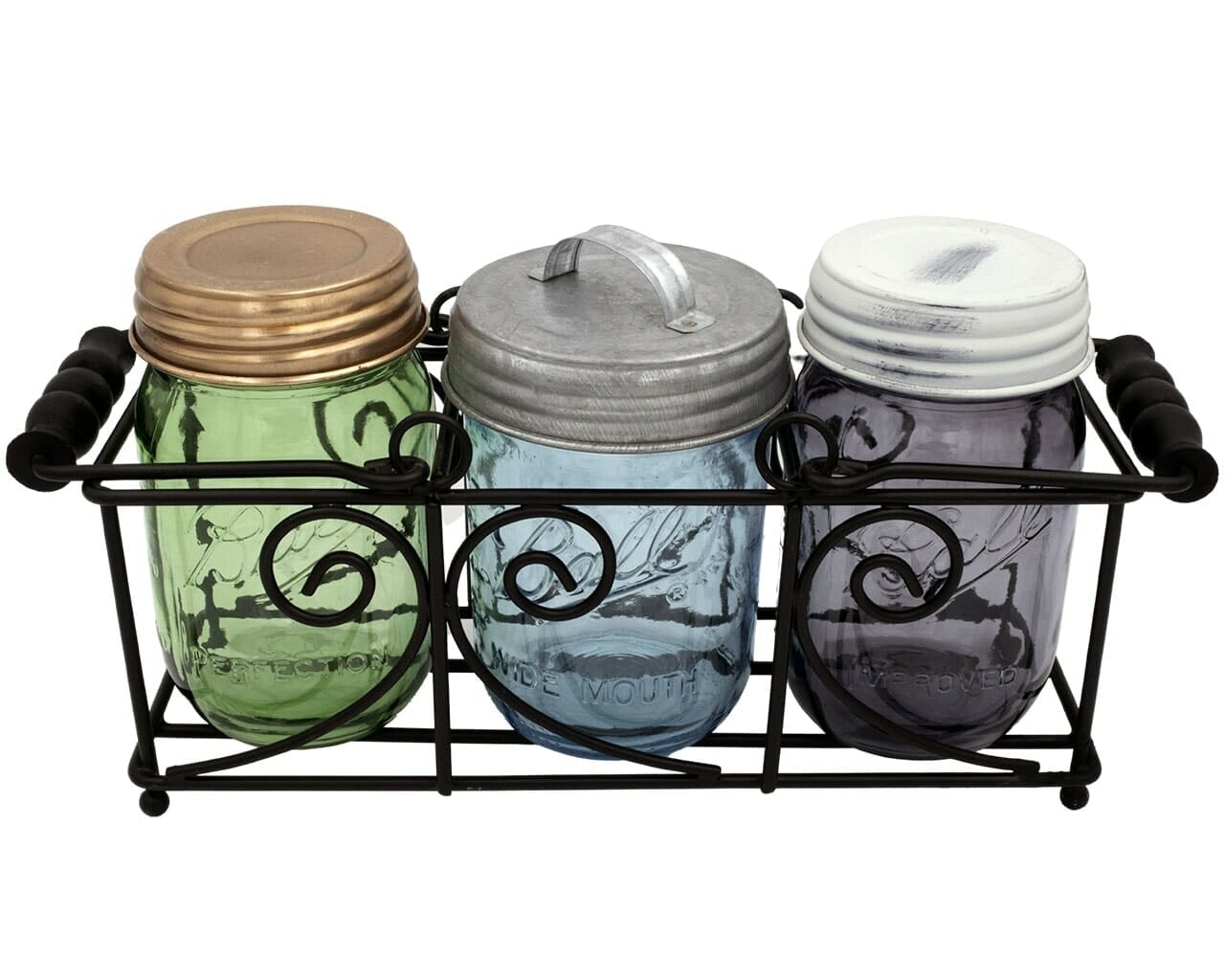 Swirl Black Metal Caddy for 2 Pint Mason Jars - Concordia Style Boutique